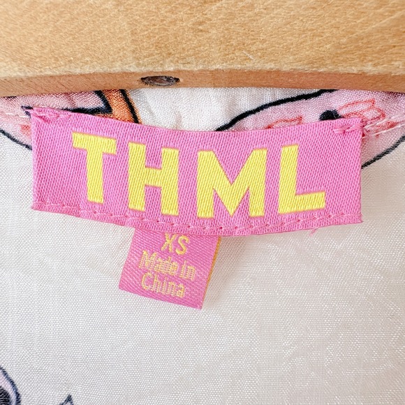 THML Paisley Boho Babydoll Blouse Top Womens XS Peasant Cottage Romantic Resort - Picture 2 of 8